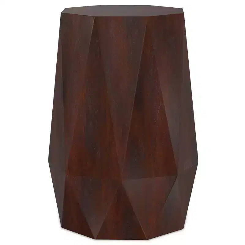 Table d'appoint polygonale contemporaine Renley en BOIS D'ACACIA MASSIF de 15 pouces de large, entièrement assemblée