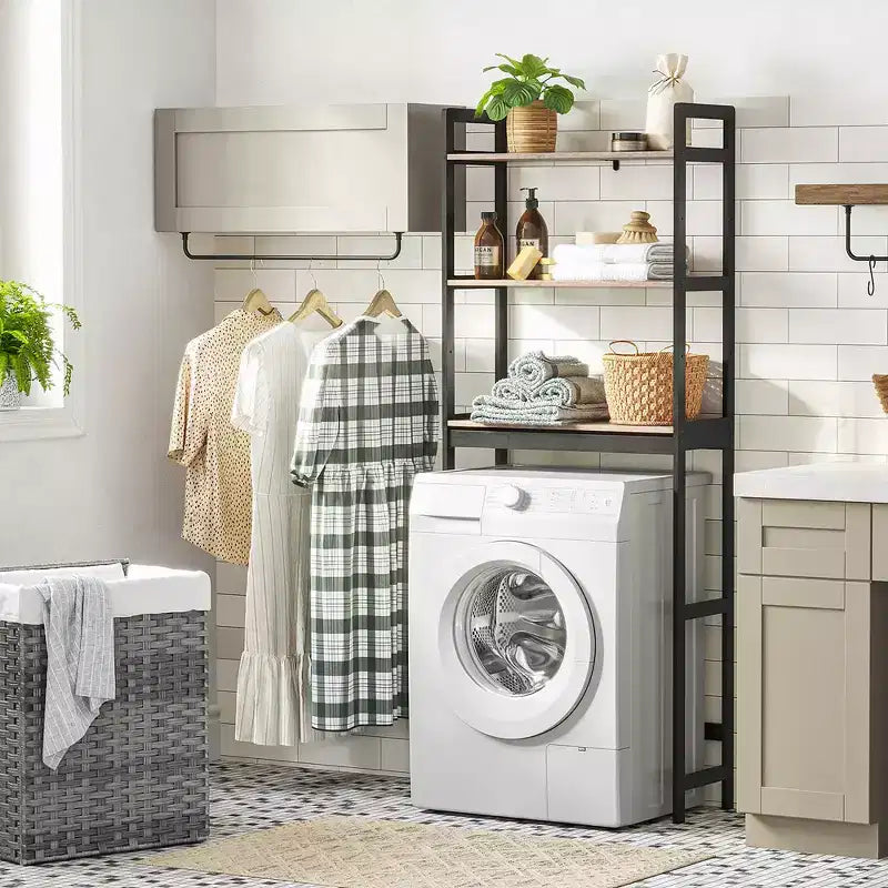 Meuble de rangement pour toilettes SONGMICS, organiseur de salle de bain 3 niveaux au-dessus des toilettes avec étagères réglables