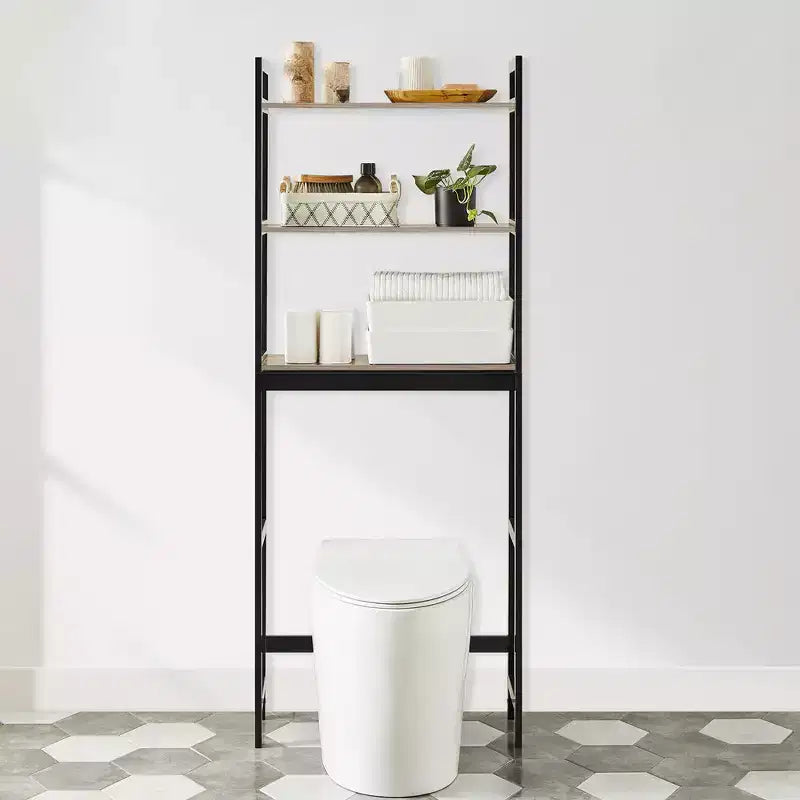 Meuble de rangement pour toilettes SONGMICS, organiseur de salle de bain 3 niveaux au-dessus des toilettes avec étagères réglables
