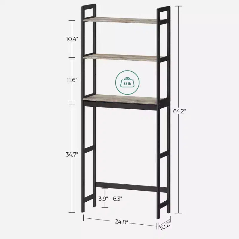 Meuble de rangement pour toilettes SONGMICS, organiseur de salle de bain 3 niveaux au-dessus des toilettes avec étagères réglables