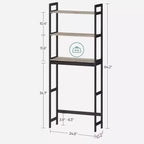 Meuble de rangement pour toilettes SONGMICS, organiseur de salle de bain 3 niveaux au-dessus des toilettes avec étagères réglables