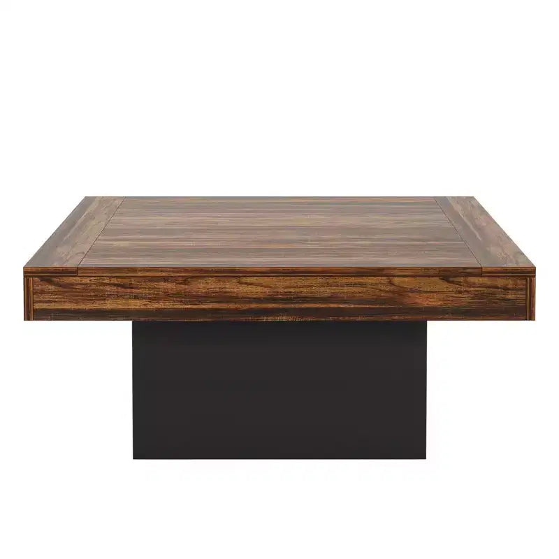 Table basse carrée, table basse de salon rustique en bois avec éclairage LED