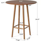 Table de bar en bois massif Lantine, table de bistrot ronde de 100 cm avec cadre robuste, pour salon, salle à manger, petit espace (Noyer rustique)