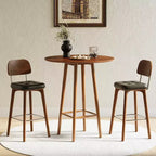 Table de bar en bois massif Lantine, table de bistrot ronde de 100 cm avec cadre robuste, pour salon, salle à manger, petit espace (Noyer rustique)