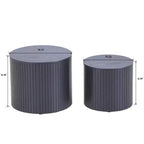 VIYET 19/15 VIYET Lot de 2 tables basses gigognes rondes, table d'appoint en MDF noir avec placage bois, table basse gain de place sans assemblage pour salon