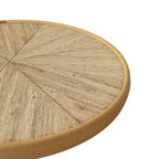 Table d'appoint ronde rétro en bois VIYET 23 – Piètement en métal style campagne française, bois naturel
