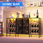 Meuble de bar à vin de ferme, buffet de bar à café industriel avec casier à vin et porte-verres