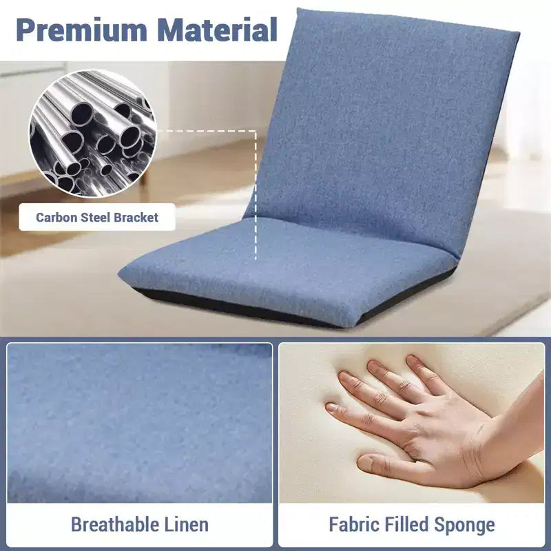 Fauteuil de relaxation pliable 83x41x17.5cm, 6 positions réglables, assise rembourrée en coton pour salon et terrasse