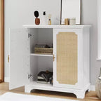 31 Buffet bahut, Meuble de bar à café en bois avec portes en rotin, Console d'entrée, Armoire basse