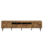 Meuble TV moderne Maurice Mid-Century avec 2 tiroirs et portes d'armoire à grille décorative GDFStudio