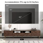 Meuble TV moderne Maurice Mid-Century avec 2 tiroirs et portes d'armoire à grille décorative GDFStudio