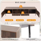 Meuble TV moderne Maurice Mid-Century avec 2 tiroirs et portes d'armoire à grille décorative GDFStudio