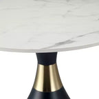 Table d'appoint LeisureMod Bento avec plateau en pierre frittée - Table de chevet à base piédestal noire