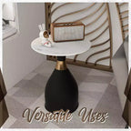 Table d'appoint LeisureMod Bento avec plateau en pierre frittée - Table de chevet à base piédestal noire