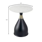 Table d'appoint LeisureMod Bento avec plateau en pierre frittée - Table de chevet à base piédestal noire