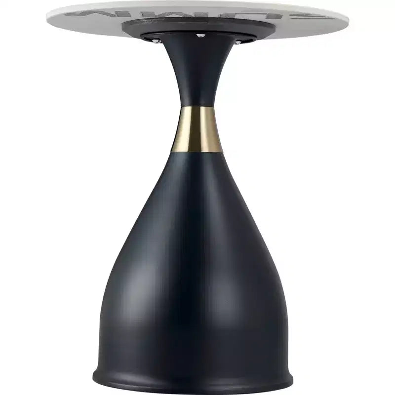 Table d'appoint LeisureMod Bento avec plateau en pierre frittée - Table de chevet à base piédestal noire