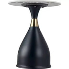 Table d'appoint LeisureMod Bento avec plateau en pierre frittée - Table de chevet à base piédestal noire