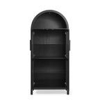 HomeRoots 30 Black Wood Oval Accent Cabinet With Two Doors