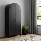 HomeRoots Armoire d'appoint ovale 30 en bois noir à deux portes