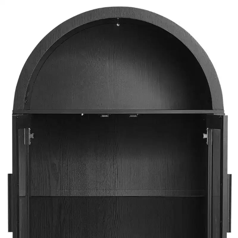 HomeRoots Armoire d'appoint ovale 30 en bois noir à deux portes