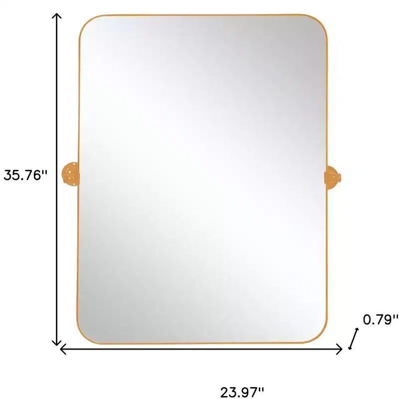 Miroir d'appoint HomeRoots 36" avec cadre inclinable en métal doré