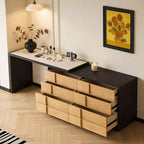 110.23 Bureau extensible avec plateau en cuir sellier 6 tiroirs Table d'écriture informatique moderne en forme de L pour bureau à domicile Noir Gaoyangjiaju