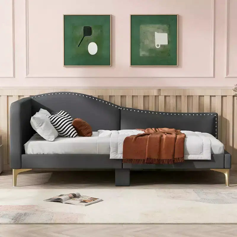 Lit de repos moderne en lin rembourré Luxystar avec tête de lit