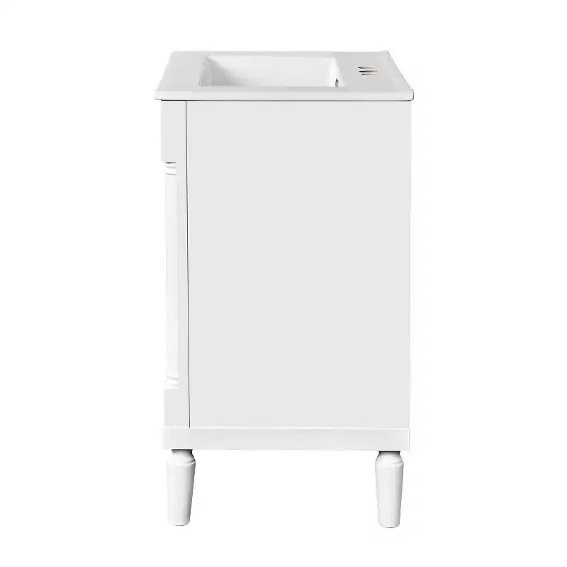 Meuble-lavabo JVNOXK de 61 cm à vasque unique, meuble de rangement de salle de bain moderne à deux niveaux, étagère de rangement grande capacité, blanc