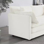 MAYEERTY Canapé sectionnel modulaire en forme de L surdimensionné, rembourré et confortable, avec pouf, pour salon, blanc
