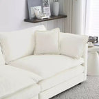 MAYEERTY Canapé sectionnel modulaire en forme de L surdimensionné, rembourré et confortable, avec pouf, pour salon, blanc
