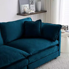 MAYEERTY Canapé sectionnel modulaire en forme de L surdimensionné à combinaison libre avec pouf réversible pour salon, bleu