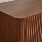 JVNOXK Commode moderne 6 tiroirs 55 pouces, design à vagues incurvées, pour chambre ou salon, meuble de rangement en bois, Noyer