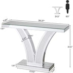 Console miroir Lantine, table d'entrée moderne argentée avec incrustation de cristaux pour salon, couloir, foyer