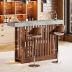 Table de bar de 160 cm de hauteur avec étagères de rangement à 2 niveaux, table à manger industrielle moderne pour restaurant, bistrot, salle à manger