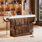 Table de bar de 160 cm de hauteur avec étagères de rangement à 2 niveaux, table à manger industrielle moderne pour restaurant, bistrot, salle à manger