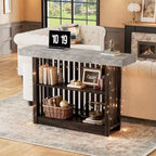 Table de bar de 160 cm de hauteur avec étagères de rangement à 2 niveaux, table à manger industrielle moderne pour restaurant, bistrot, salle à manger