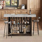 Table de bar de 160 cm de hauteur avec étagères de rangement à 2 niveaux, table à manger industrielle moderne pour restaurant, bistrot, salle à manger