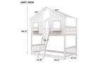 Bellemave Lit Superposé Maison Jumeau sur Jumeau pour Enfants avec Toit, Barrières de Sécurité et Échelle, Lit Superposé en Pin avec Fenêtre et Porte, Montage Facile
