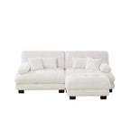 Canapé modulable MAYEERTY Cloud avec 2 places, 2 coussins lombaires, 2 coussins décoratifs, accoudoir large rembourré, pouf convertible pour salon, blanc