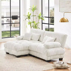 Canapé modulable MAYEERTY Cloud avec 2 places, 2 coussins lombaires, 2 coussins décoratifs, accoudoir large rembourré, pouf convertible pour salon, blanc
