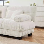 Canapé modulable MAYEERTY Cloud avec 2 places, 2 coussins lombaires, 2 coussins décoratifs, accoudoir large rembourré, pouf convertible pour salon, blanc