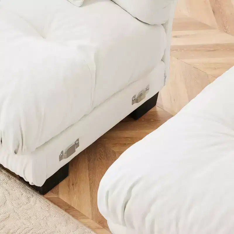 Canapé modulable MAYEERTY Cloud avec 2 places, 2 coussins lombaires, 2 coussins décoratifs, accoudoir large rembourré, pouf convertible pour salon, blanc