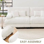 Canapé modulable MAYEERTY Cloud avec 2 places, 2 coussins lombaires, 2 coussins décoratifs, accoudoir large rembourré, pouf convertible pour salon, blanc