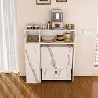 JVNOXK Table de salle à manger pliante multifonctionnelle avec armoire latérale murale et espace de rangement avec prises électriques, idéale pour les appartements compacts, blanc