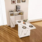 JVNOXK Table de salle à manger pliante multifonctionnelle avec armoire latérale murale et espace de rangement avec prises électriques, idéale pour les appartements compacts, blanc