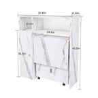 JVNOXK Table de salle à manger pliante multifonctionnelle avec armoire latérale murale et espace de rangement avec prises électriques, idéale pour les appartements compacts, blanc
