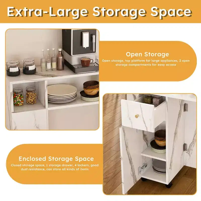 JVNOXK Table de salle à manger pliante multifonctionnelle avec armoire latérale murale et espace de rangement avec prises électriques, idéale pour les appartements compacts, blanc