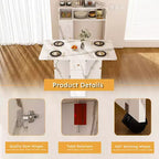 JVNOXK Table de salle à manger pliante multifonctionnelle avec armoire latérale murale et espace de rangement avec prises électriques, idéale pour les appartements compacts, blanc