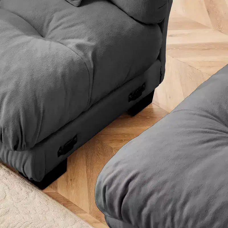 Canapé sectionnel MAYEERTY Cloud avec 2 places, 2 oreillers lombaires, 2 coussins décoratifs, canapé rembourré à bras larges pour salon, gris