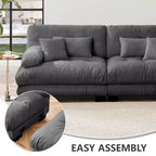 Canapé sectionnel MAYEERTY Cloud avec 2 places, 2 oreillers lombaires, 2 coussins décoratifs, canapé rembourré à bras larges pour salon, gris